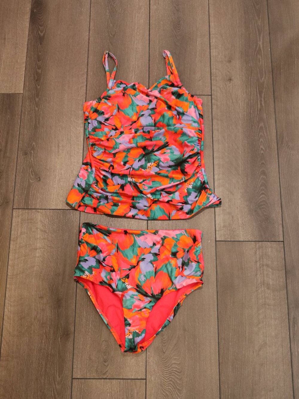 Womens Floral Sunsets 2 Piece Swimsuit Sz Large
